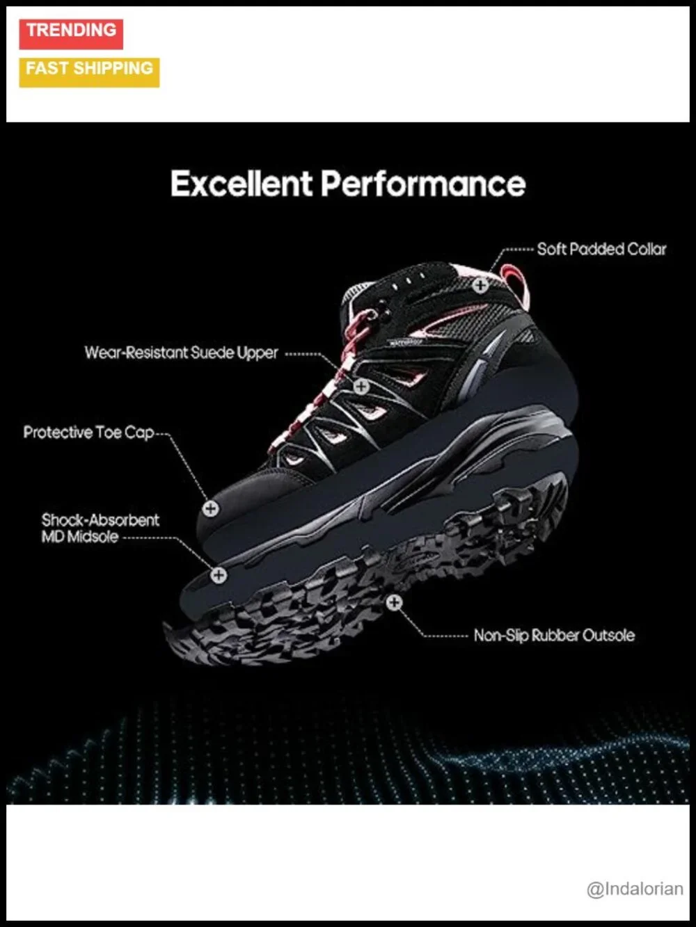 Waterproof Hiking Boots Suede Leather Midsole Slip-Resistant Lightweight